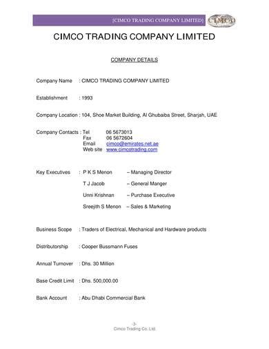 Imperatum Hardware Trading Company Profile .